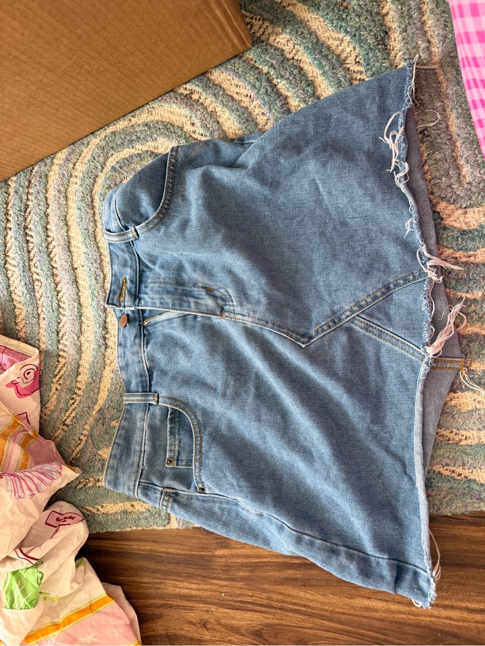 Princess Polly Light Blue Denim Frayed Hem Skort